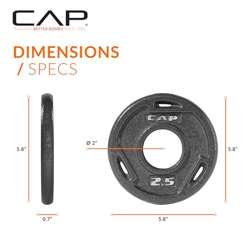 CAP Elite 2.5 lb Olympic Weight Plates Set of 6 - Solid Cast Iron Fitness Weights