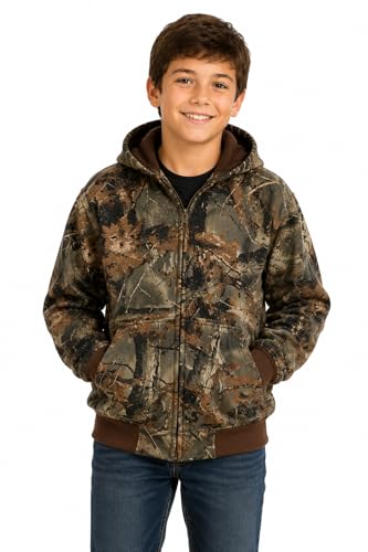 TrailCrest Boys Large Camo Full Zip Hoodie Sweatshirt for Outdoor & Casual Wear