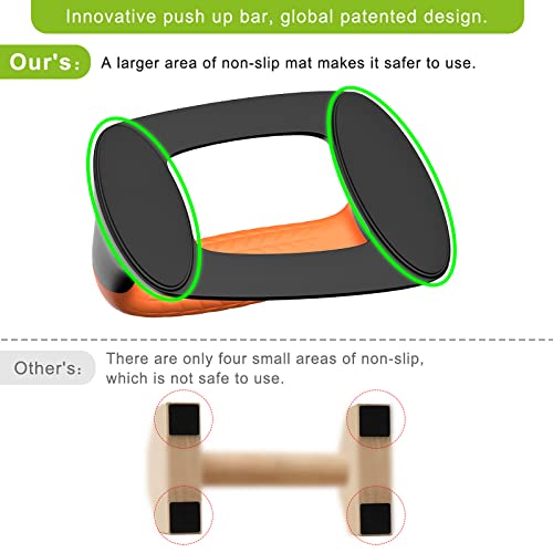 Push Up Bars with Soft Rubber Handles - Black & Orange