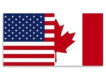 Half USA Half Canada Flag Sticker - American Canadian Design