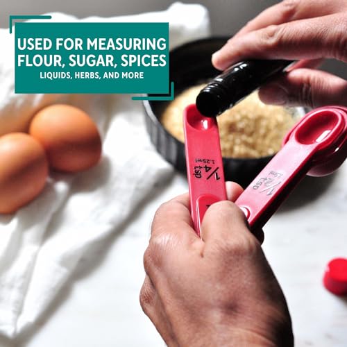 4 Piece Nested Measuring Spoons Set - Red Kitchen Tool