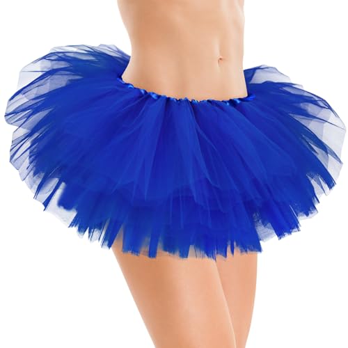 Royal Blue Tutu Skirt for Women - 5 Layered Fluffy Tulle