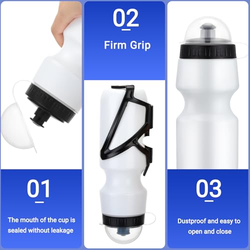 White Mifoci Bike Water Bottle Cage with 24oz Squeeze Bottle - Bicycle Accessories