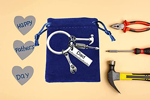Dad Pop Keychain Tool Set with Ruler, Hammer, Wrench & Screwdriver