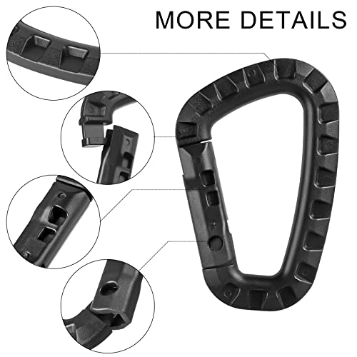 Tactical Carabiner Keychain - 12 Pack Lightweight D-Rings for Outdoor Use