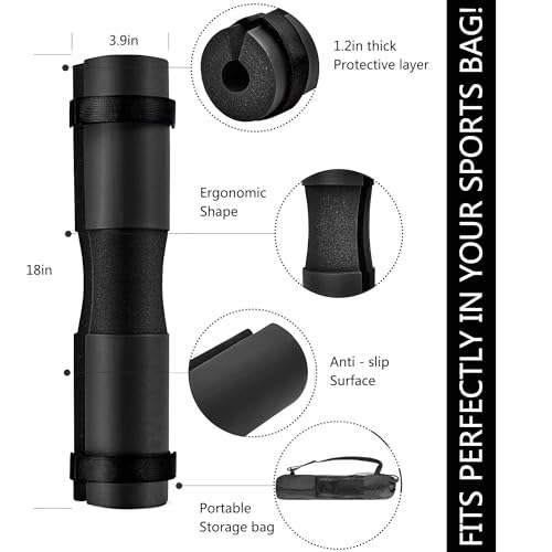 Barbell Pad for Hip Thrusts & Squats - Black Foam Padding