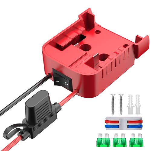 1 Pack Power Wheel Adapter Compatible with Milwaukee 18V Battery Adapter Power Wheel Battery Converter Kit with Fuse & Switch & Wire Terminals & 12 AWG Wire for DIY RC Car Toys Robotics
