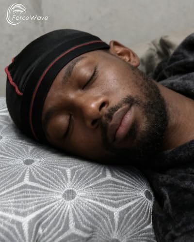 ForceWave 4Pcs Wave Cap for Men - Stocking Compression Cap for 360 Waves in Black Red Navy Gray