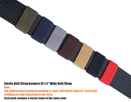Elastic Belt Keepers for 1.5" Straps - Black, 4 Pcs