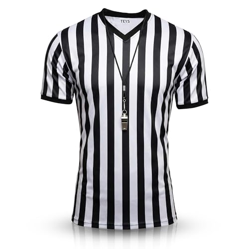 Men's V-Neck Referee Shirt - Soccer, Football, Basketball Official Jersey