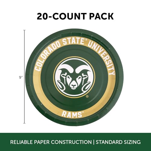 Colorado State University 20-Count 9-Inch Paper Plates - School Spirit Tableware