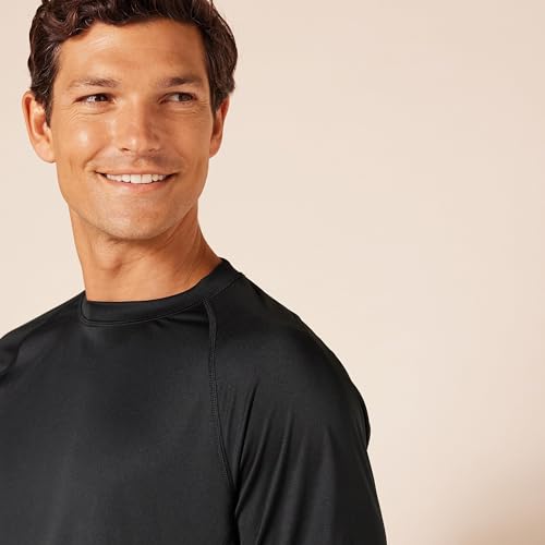 Men's Slim-Fit Quick-Dry UPF 50 Swim Tee - Large / Black