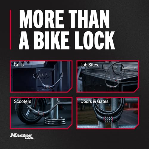 6 ft Braided Steel Cable Bike Lock with 4-Digit Combination