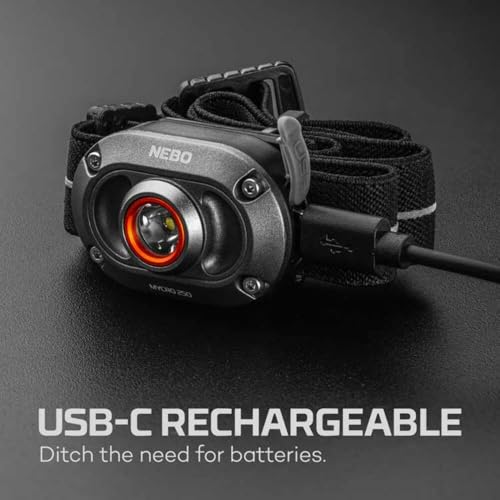 NEBO Mycro 250 Lumen Rechargeable Headlamps 2-Pack - Black, Compact & Adjustable