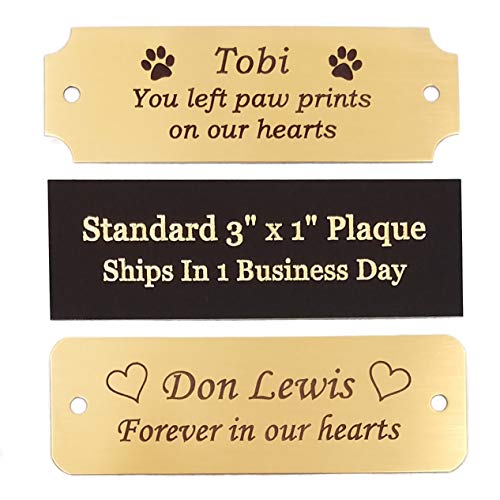 Personalized Brass Name Plates - Custom Engraved Plaque (Gold)