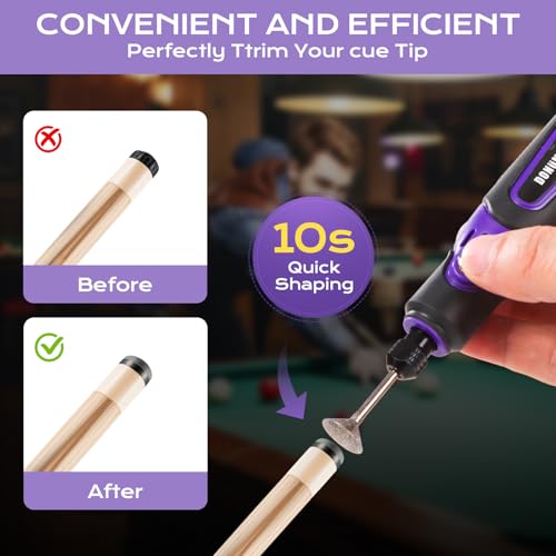 Toutrop Pool Cue Tip Grinder & Shaper Kit, Electric Tip Tool for Billiards