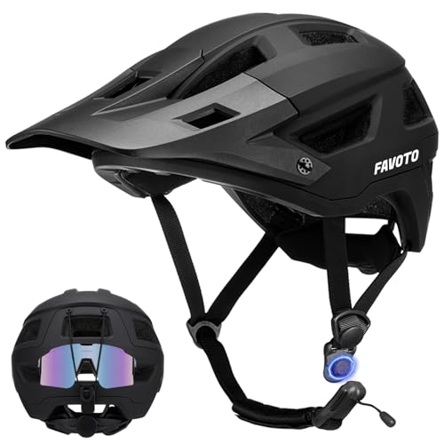 Favoto Mountain Bike Helmet for Adults with Visor, Black, L (59-61cm)