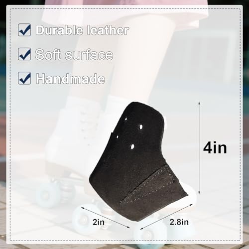 VKEDA 100% Real Cowhide Toe Cap Protectors for Derby Speed Roller Skates - Black, 1 Pair