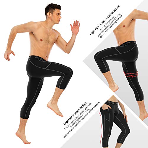 Men's 3/4 Compression Pants with Pockets - White, 3X-Large
