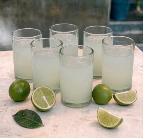 Dos Sueños Hand Blown 14 oz Drinking Glasses, Set of 6 – Natural Clear