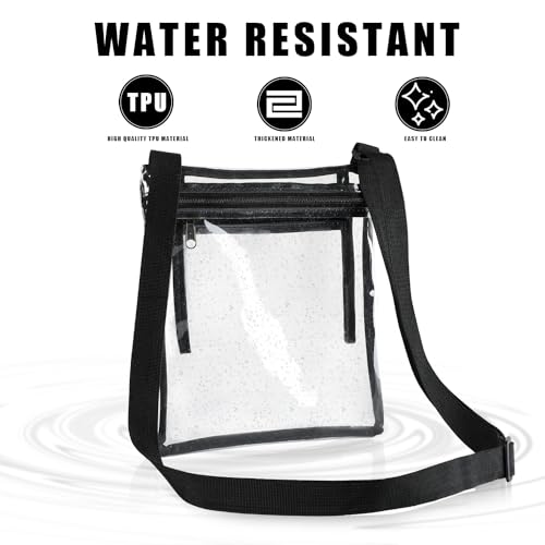 Clear Stadium Bag for Women - Transparent Purse - Black