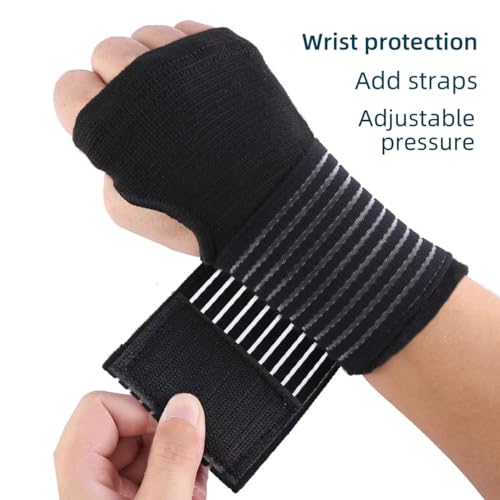 Compression Wrist Support Sleeves with Straps - Black