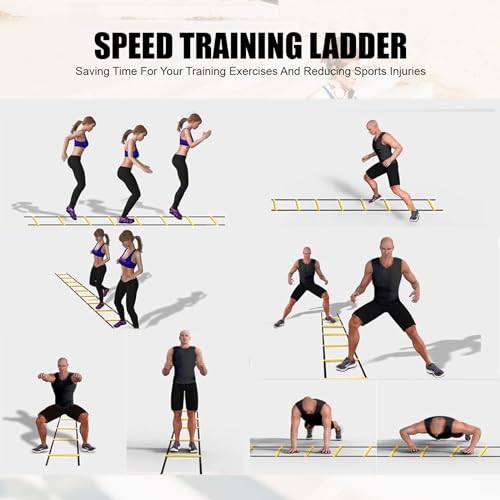 20ft Speed Agility Ladder Training Set with Cones & Jump Rope