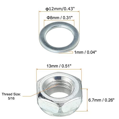 Skateboard Speed Washers - 100pcs Silver Truck Axle Washers 8x11x12mm