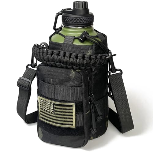 DEFUNX 64 oz Water Bottle with Sleeve Green Camouflage – Half Gallon Stainless Steel Insulated Jug with Handle