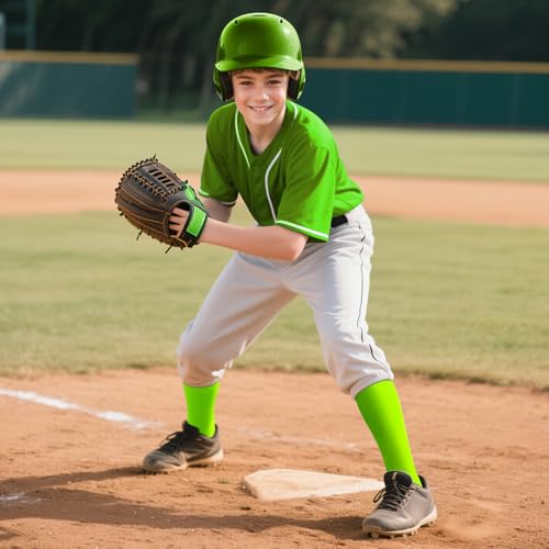 XZQTIVE Fluorescent Green Youth & Adult Baseball & Softball Socks – Solid Colors, Medium