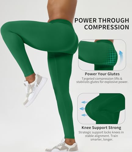 Men's Compression Pants Athletic Running Leggings - Kelly Green, Large