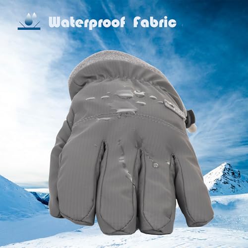 Water-Repellent Winter Ski Gloves with Touchscreen - Grey