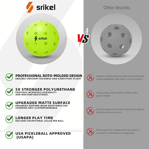 USAPA Approved Outdoor Pickleball Balls - Durable TPE - Green, 4 Count