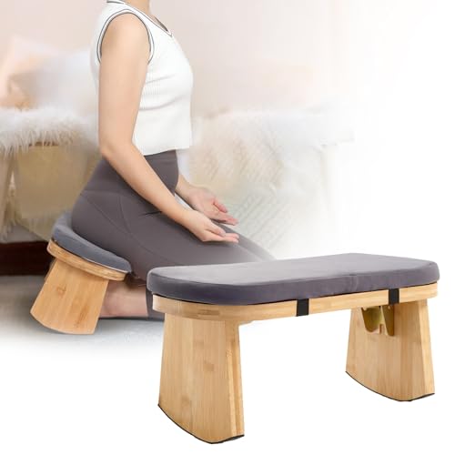 Folding Bamboo Meditation Stool with Anti-Slip Mat