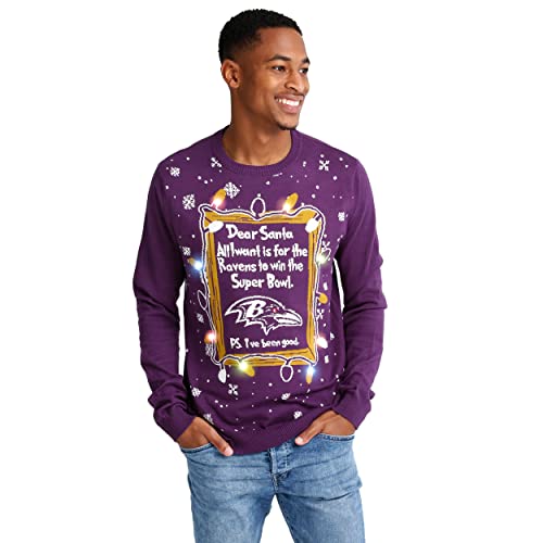 NFL Team Logo Holiday Ugly Sweater - Light Up Design