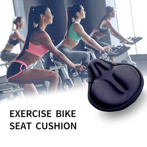 HUIOK Black Wide Gel Bike Seat Cushion for Women & Men, Fits Spin/Stationary/Cruser Bikes