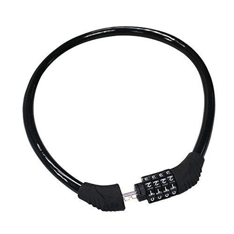 Sanwo Security Bike Lock 4 Digit Resettable Combination Cable Lock for Bicycle, 2 Feet x 1/2 Inch (Black)