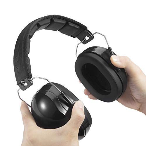 Pro For Sho All Terrain Safety Ear Protection - LARGER Size Foldable Ear Muffs Much Lighter Weight & Maximum Hearing Protection, Black