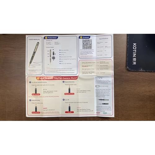 64G Mini Body Camera Pen, 1080P Portable Security Nanny Camera Pen for Indoor Outdoor