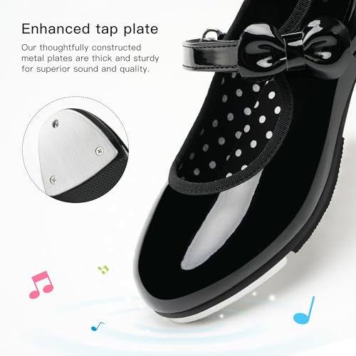 Stelle Toddler Girl Bow Mary Jane Tap Shoes Black 9 - Dance Shoes for Girls
