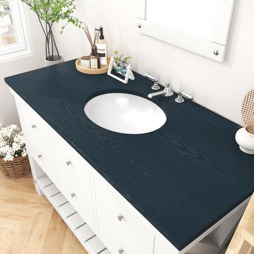 Wallercity Dark Blue Wood Wallpaper Peel and Stick Countertops Navy Blue Wood Grain Contact Paper for Cabinets Kitchen Vinyl Self Adhesive Waterproof Wall Paper for Desk Dresser Table 15.8''x78.7''