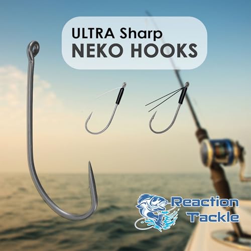 Reaction Tackle 1/0 Weedless Neko & Wacky Hook - High Carbon Steel, 25-Pack