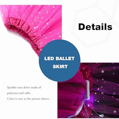 Coridy LED Light Up Tulle Tutu Skirt for Women - One Size Rose