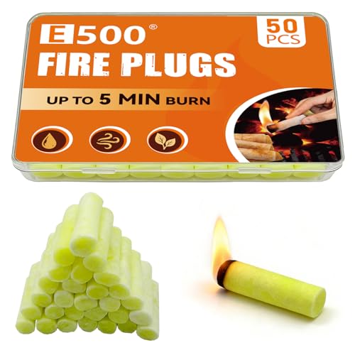 Fire Starter Plugs - 50 Pack Odorless Cotton, Yellow