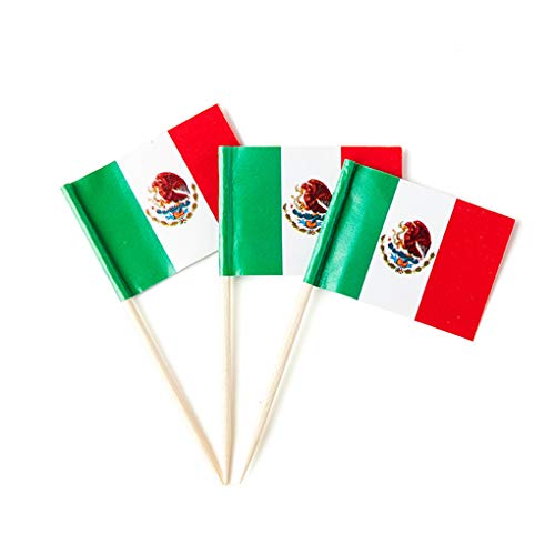 Mexico Toothpick Flags - 100 Pack Mini Cocktail Picks