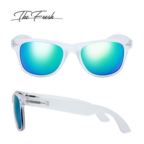 Horn Rimmed Sunglasses with Green Mirror Lens - Gift Box