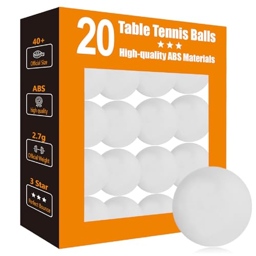 3 Star Ping Pong Balls - High Performance ABS, Pack of 20 White
