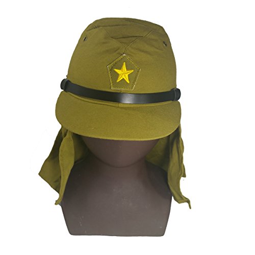 WWII Japanese Soldier Hat with Flap Neck Cover - Reproduction Canvas Cap 59cm Dark Grey