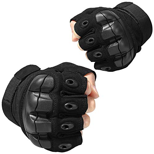 Tactical Fingerless Gloves - Black, Medium | Breathable, Anti-Slip, Impact Resistant