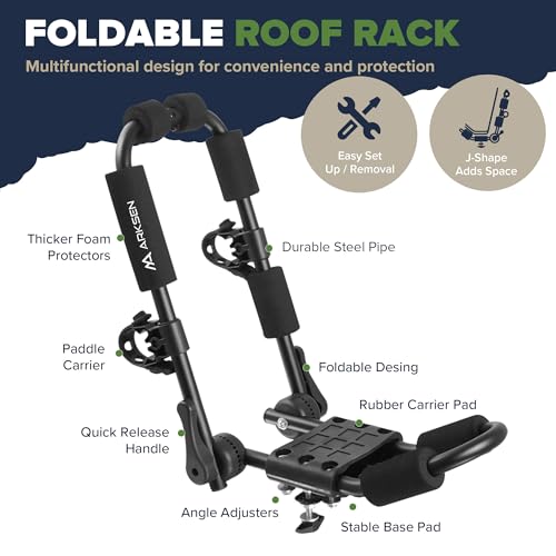 Folding Kayak Roof Rack with Lashing Straps - 160Lbs Capacity